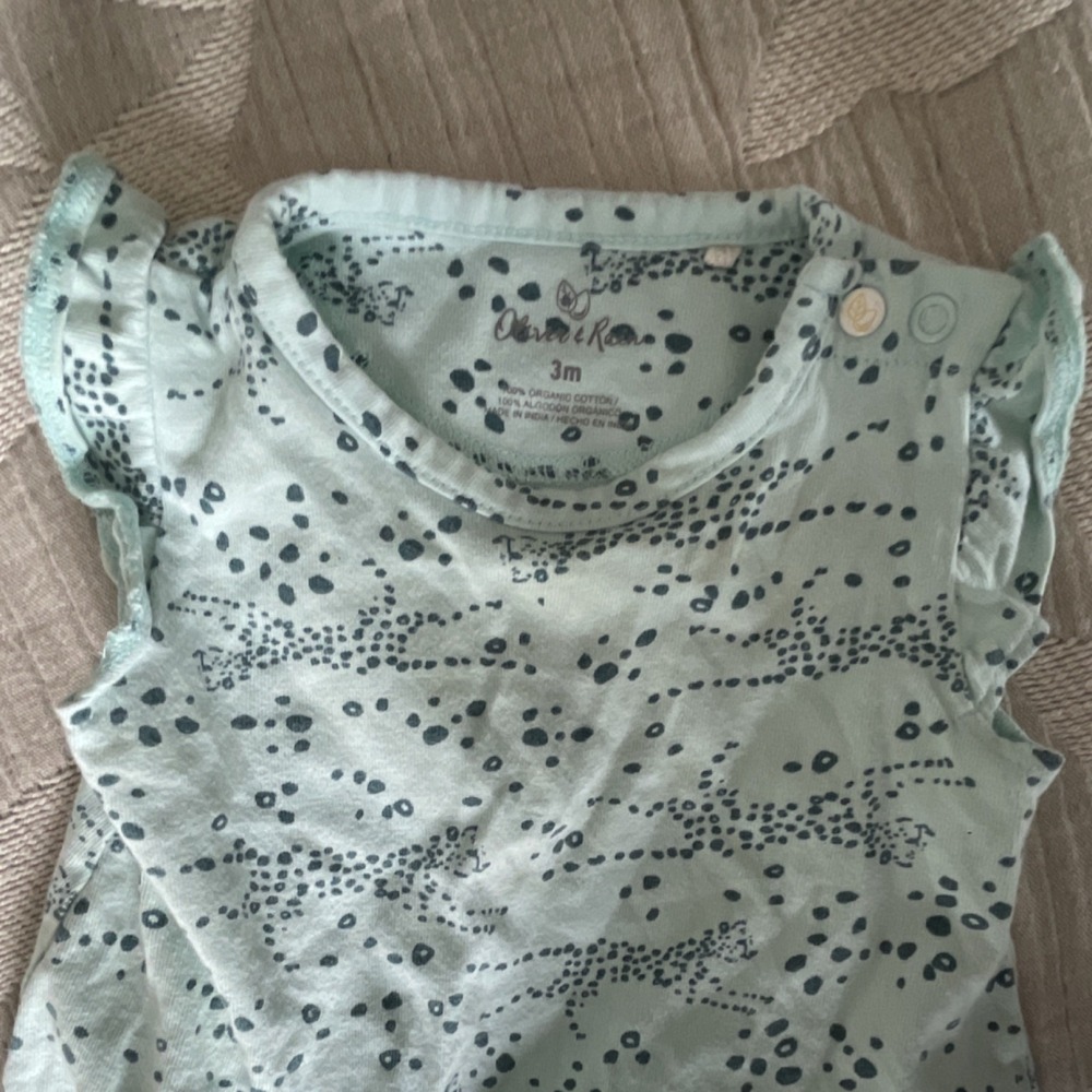 Olivier & Rose Organic Cotton Romper Sleeveless Polka Dot 3M Blue Button